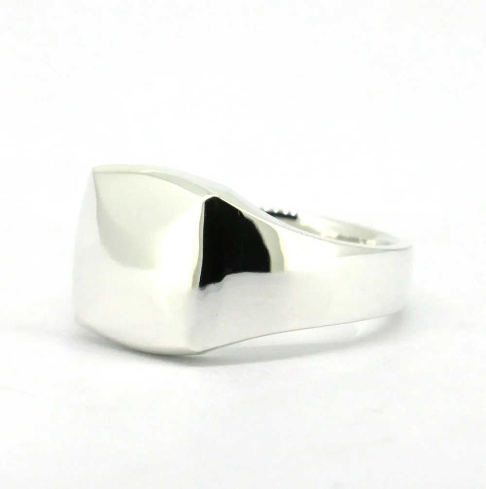 Wellmade квадратное кольцо из чистого серебра серебряное с печатью|silver square ring|silver signet