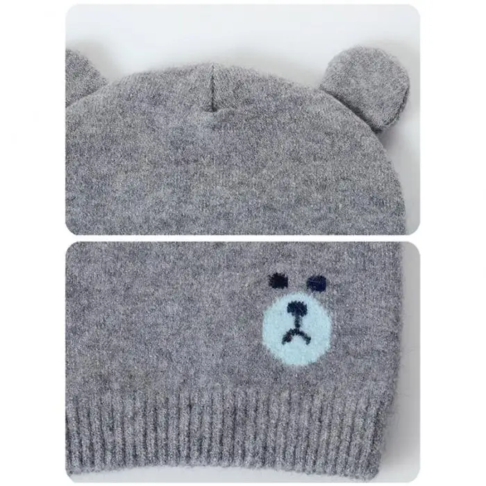 Осенне-зимние шапки наборы с шарфом теплая вязаная Круглая Шапочка Милая шапочка с рисунком медведя XRQ88