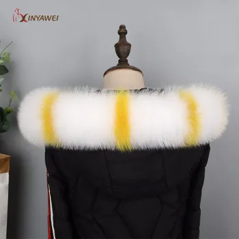 

Free Shipping Fox Fur Collar Women For Natural Fox Fur Hood Trim Scarf Big Fur Collar 100% Real Fox Fur Collar Trim Custom Made