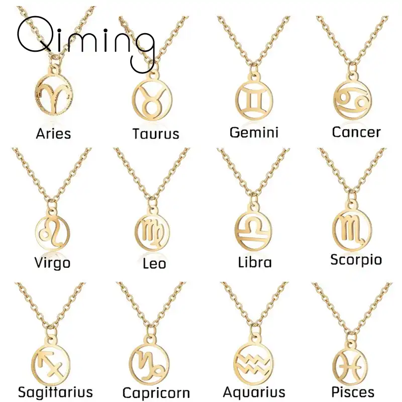 12 Konstellation Stern Halskette Frauen Edelstahl Schmuck Sternzeichen Astrologie Gold Leo Krebs Baby Madchen Aussage Halsketten Anhanger Halsketten Aliexpress