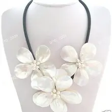 Изысканное слово белая Швабра Морская раковина цветок кулон жемчужное ожерелье 1" Длинные перламутровые женские ювелирные изделия оптом