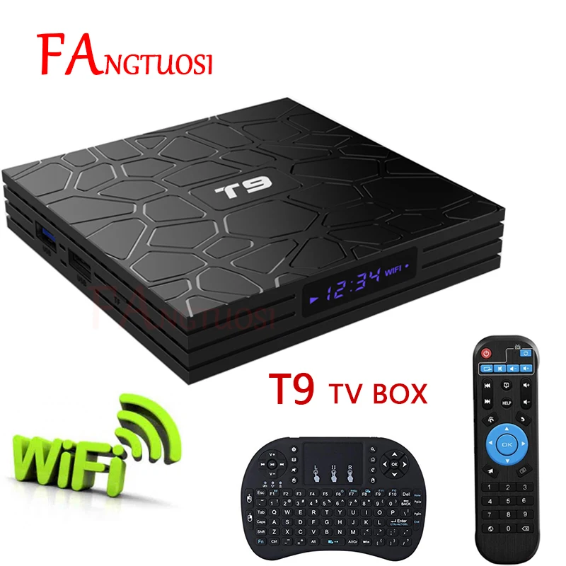 

FANGTUOSI Android 8.1 Smart TV Box T9 4GB RAM 32GB 64GB ROM Rockchip RK3328 Quad 1080P Smart 4K Set Top Box Youtube media player