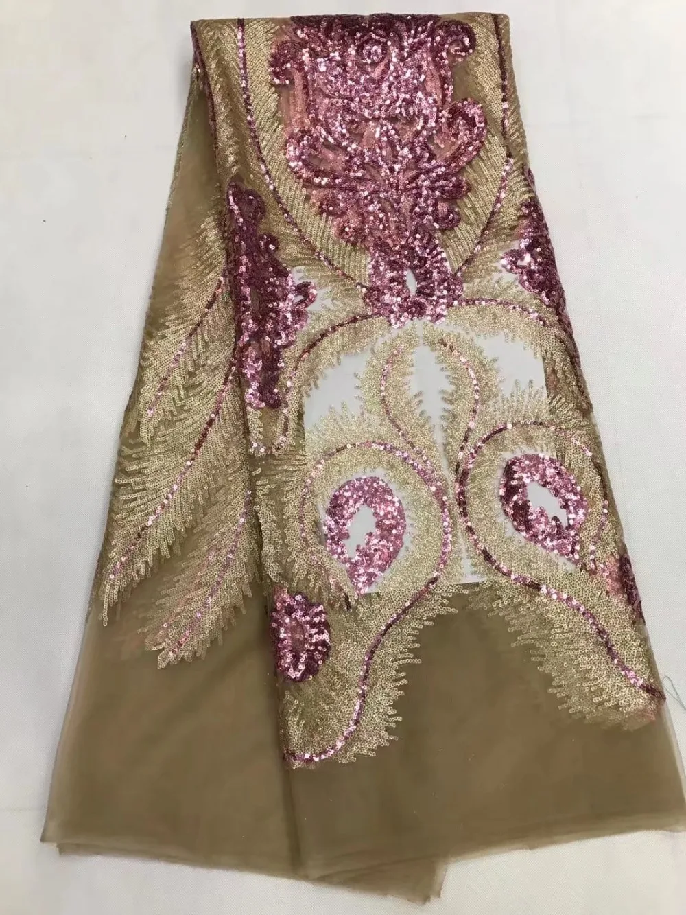 

High Quality Polyester Mesh African French Lace with Full Sequins Newest Netting For Sewing French Lace