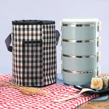 

Portable Folding Round Lunch Bag Thicker Aluminum Thermal Insulated Lunch Box Bag Food Container Tote Pouch Travel Food Tote Bag