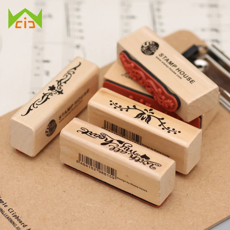 

WCIC Wood Rubber Stamp for Scrapbooking Stationery Wedding Invitation Craft Stamp Vintage Flower Character Decoration Stamp