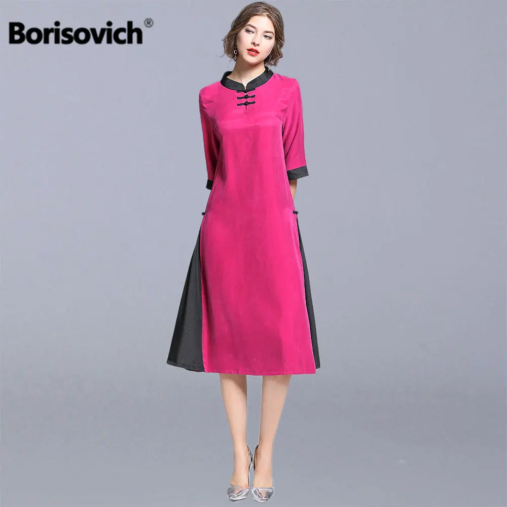 

Borisovich Women Summer Casual Long Dress New Brand 2019 Fashion Vintage Patchwork Loose Comfortable Female A-line Dresses N1250