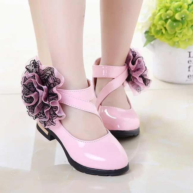 Autumn Baby Girls Leather shoes Fashion Flowers Princess Shoes Roman Style Children Kids Party shoes