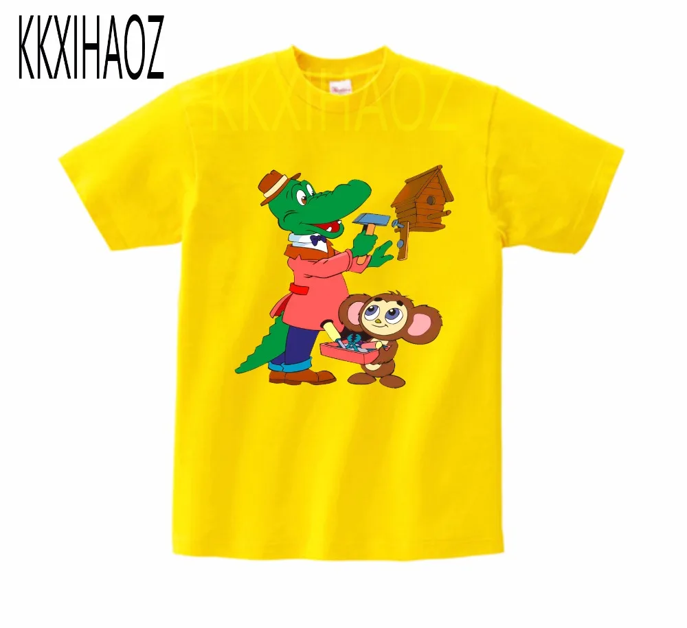 Новая забавная футболка Cheburashka Детская летняя Милая одежда для малышей топы