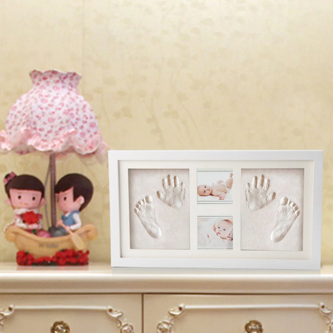 

Cute Baby Photo frame DIY handprint or footprint Soft Clay Safe Inkpad non toxic ceremony gift for baby