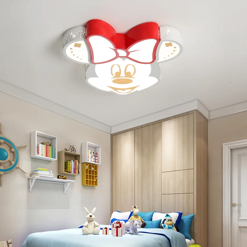 Moda dos Desenhos Lâmpada do Teto do Quarto Luz do Jardim de Infância Animados Led Lustre Bonito Criança Mickey Ac85 265v