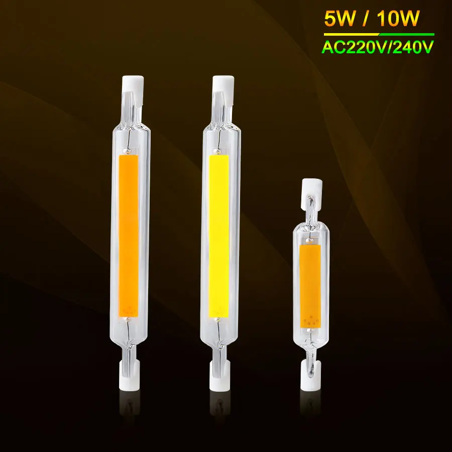 EeeToo светодиодный лампочка лампа-бомбилья R7s светодиодный 118 мм 78 мм 5W 10W COB Чип Стекло трубки на замену галогеновым лампам, AC220V-240V R7s светодиодный лампы светильник
