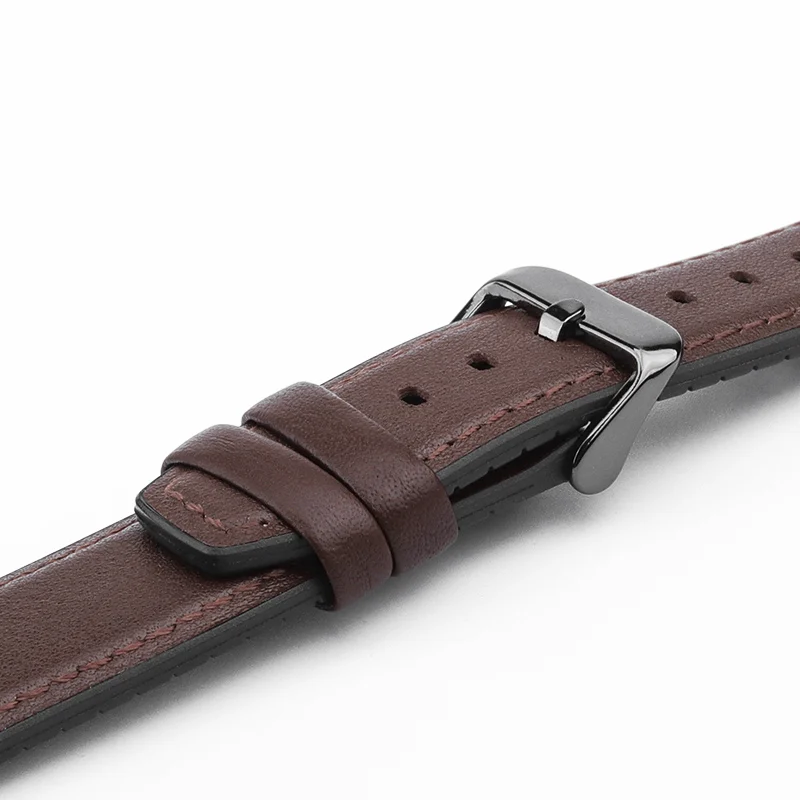 

20mm 2 in 1 Leather/Silicone Strap for huawei watch 2 business style Replacement wristband Leather Bracelet Metal Buckle/brown