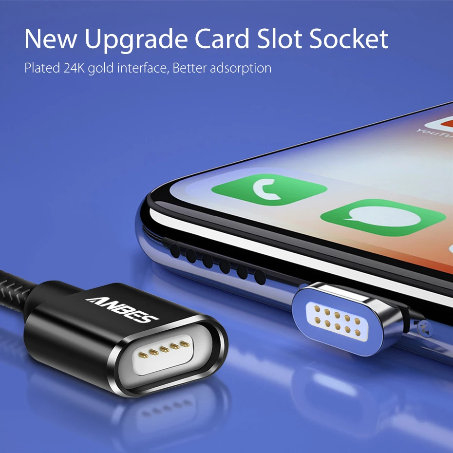 ANBES المغناطيسي مايكرو كابل usb لسامسونج المغناطيس شاحن بيانات الشحن المصغّر usb كابل ل شاحن هاتف محمول يعمل بنظام تشغيل أندرويد تهمة كابلات