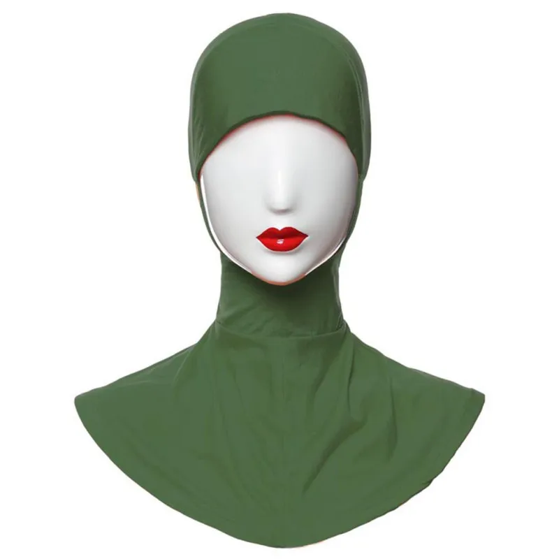 Дамы хиджаб под шарф Средства ухода за кожей шеи груди крышка Исламская кость Бонне Кепки шляпа головные уборы - Цвет: Зеленый