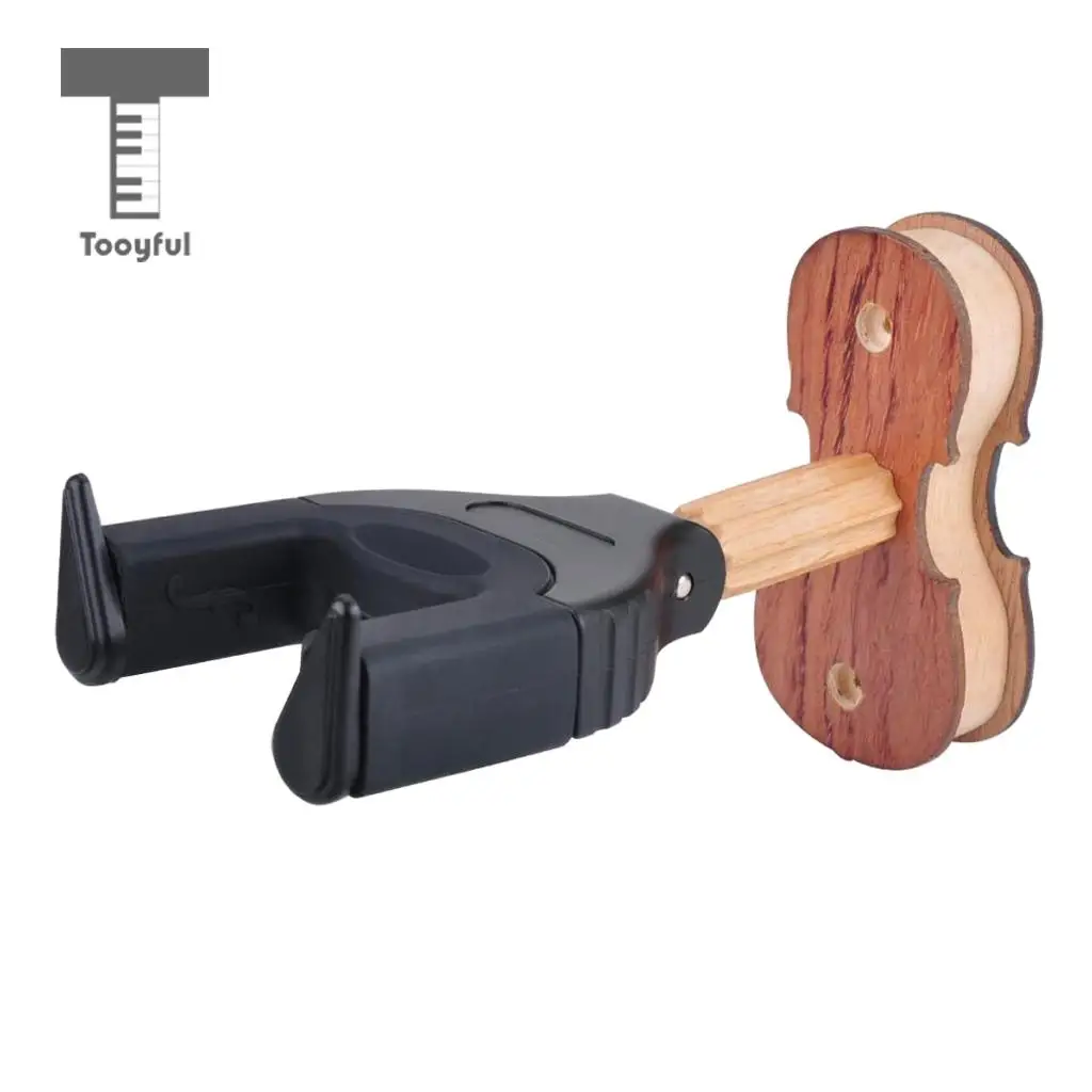 Tooyful Wood Violin Hanger Auto Lock Hook Stand for Home Studio Wall Mount Holder 16x7.5x4.6cm