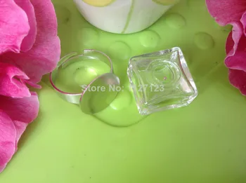 

Free shipping !! 50sets 18x18mm Square Liquid Rings,glass bubble Liquid rings,Glass Globe Bubble Vial rings,glass bottle rings