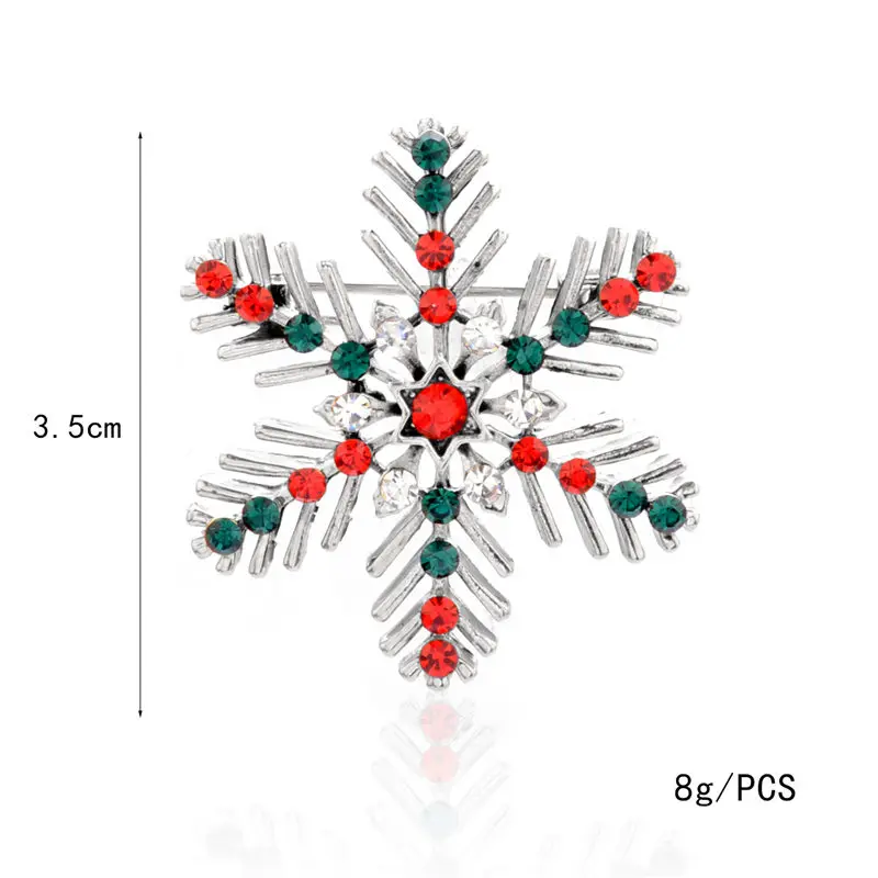 1 шт. 3,5*3,5 см модный Рождественский значок булавка со стразами Брошь Снежинка узор пальто лацкан платье костюм украшение Новогодний подарок