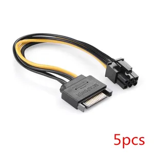 5PCS/lot SATA 15 Pin Male M to PCI-e Express Card 6 Pin Female Graphics Video Card Power Cable 15cm Cable
