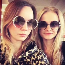 Винтажные круглые жемчужные роскошные солнцезащитные очки, женские креативные солнцезащитные очки, солнцезащитные очки, женские очки oculos lunette de soleil Femme