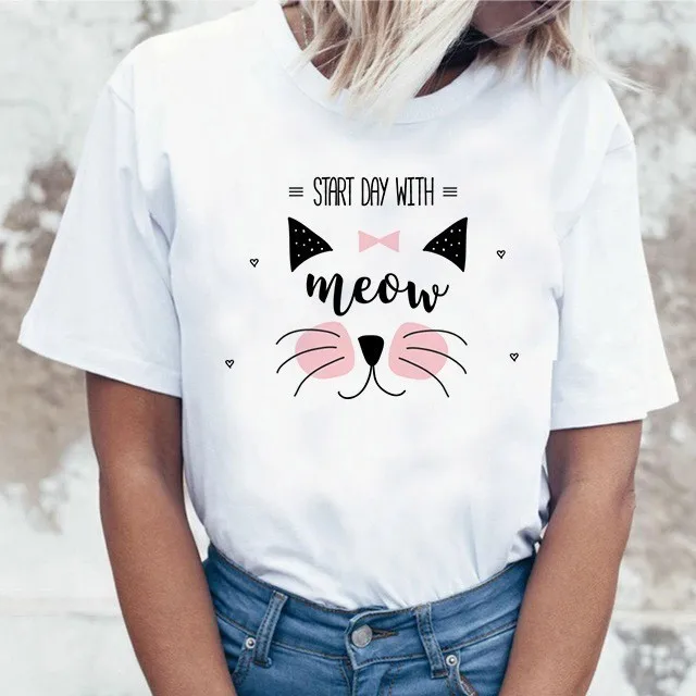 Забавная футболка с рисунком кота Моны Лизы, женские кавайные топы, футболка Харадзюку, 90 s, Kawaii, одежда, футболка, уличная одежда, Ulzzang, женская летняя футболка - Цвет: 6051