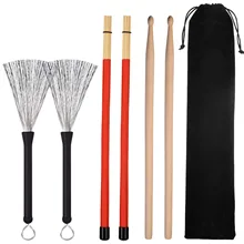 1 Pair 5A Drum Sticks Wood Drumsticks Set 1 Pair Drum Wire Brushes Drum Stick Brush and 1 Pair Rods Drum Brushes цена 1 Pair 5A Drum Sticks Wood Drumsticks Set 1 Pair Drum Wire Brushes Drum Stick Brush and 1 Pair Rods Drum Brushes цены онлайн