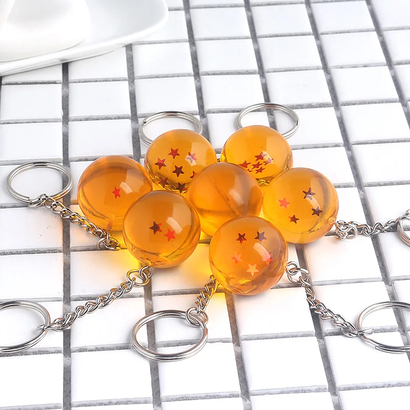 

7pc/set Anime Dragon Ball Keychain 1-7 Star Blue and Yellow Balls Pendant Keyring Key Holder Souvenir for Men jewelry wholesale