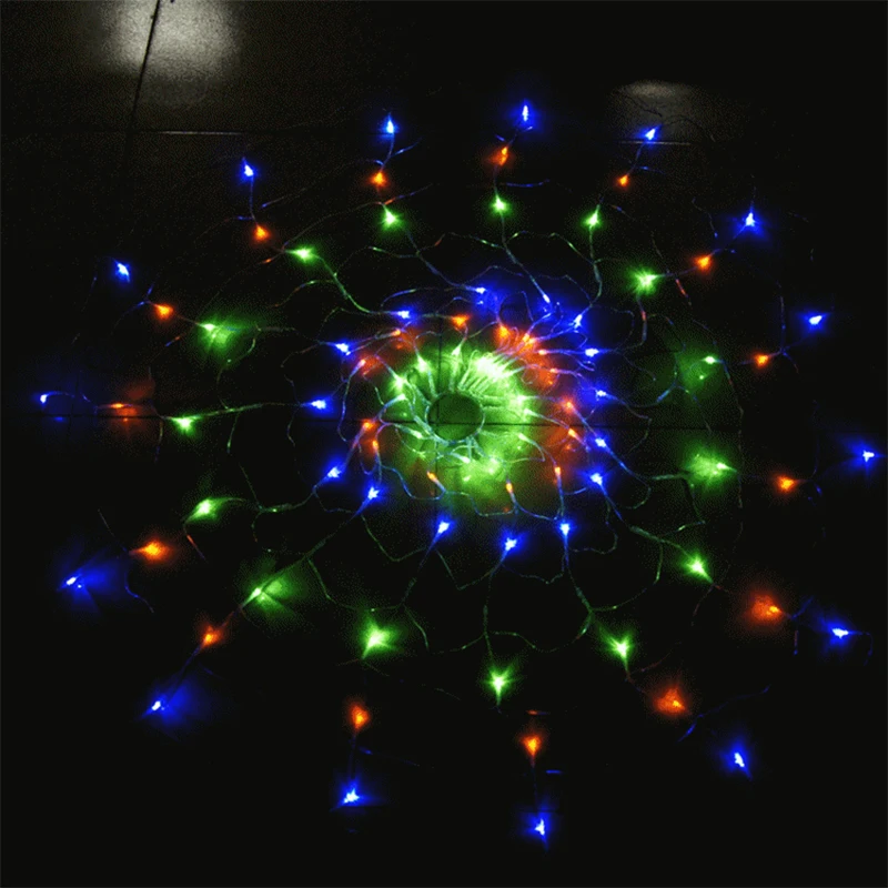 Ceny 1.2m 120Leds 8 trybów AC 220V kolorowe pająk Web magiczne łańcuchy świetlne led festiwal Party układ Hotel żyrandol światełka na siatce