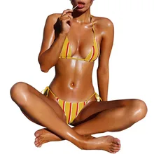KANCOOLD сексуальный женский купальник леди девушки Полосатое облегающее бюстгальтер с подкладкой Летний Пляжный с бретелью-петлей пляжная одежда купальник с заниженной талией