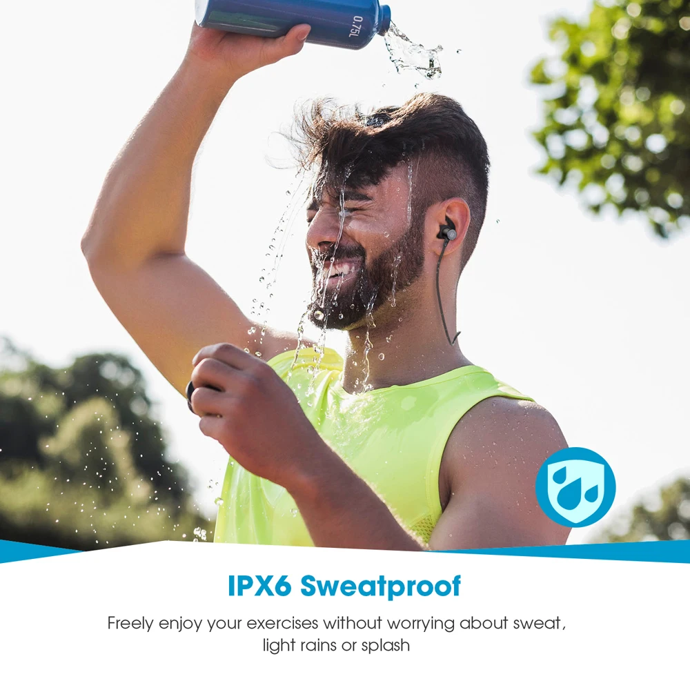 Беспроводные Bluetooth наушники SoundPEATS Super Bass водонепроницаемые IPX6 с микрофоном для