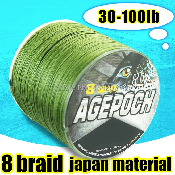 

8 strands 1000m 50LB with green color PE braid fishing line