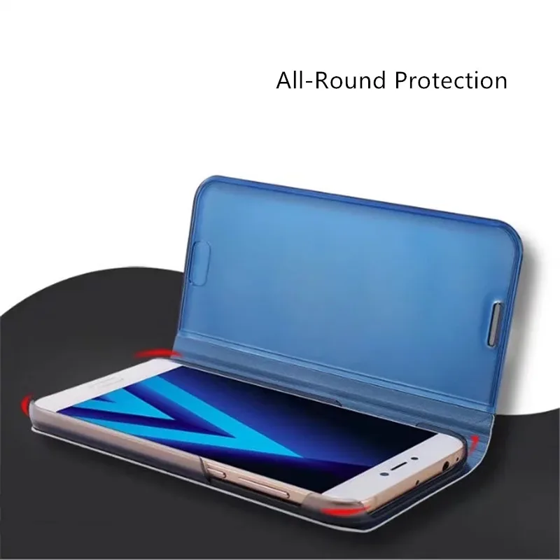 Прозрачный зеркальный умный флип чехол с окошком для Samsung Galaxy S7 S6 Edge S8 S9 Plus Note8 J5 J7