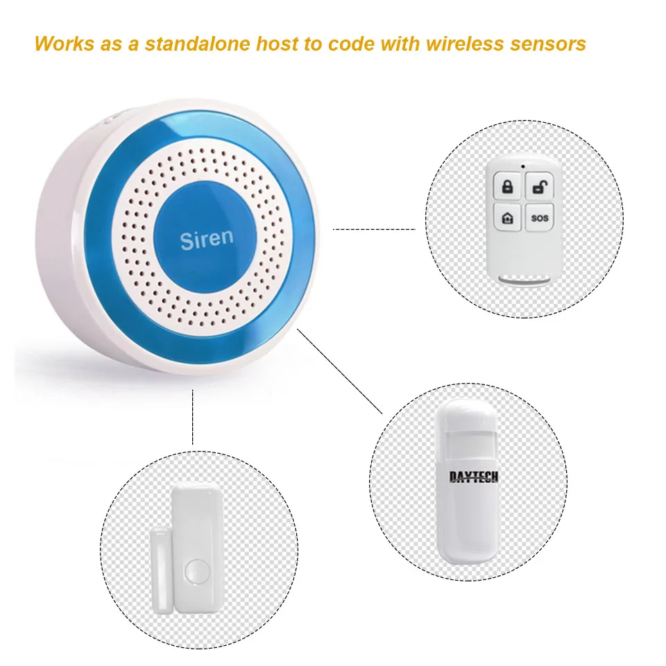 DAYTECH 433 МГц Беспроводная сирена сигнализация датчик для WiFi GSM охранная сигнализация система Стробоскопическая сирена 100 дБ звук мигающий свет