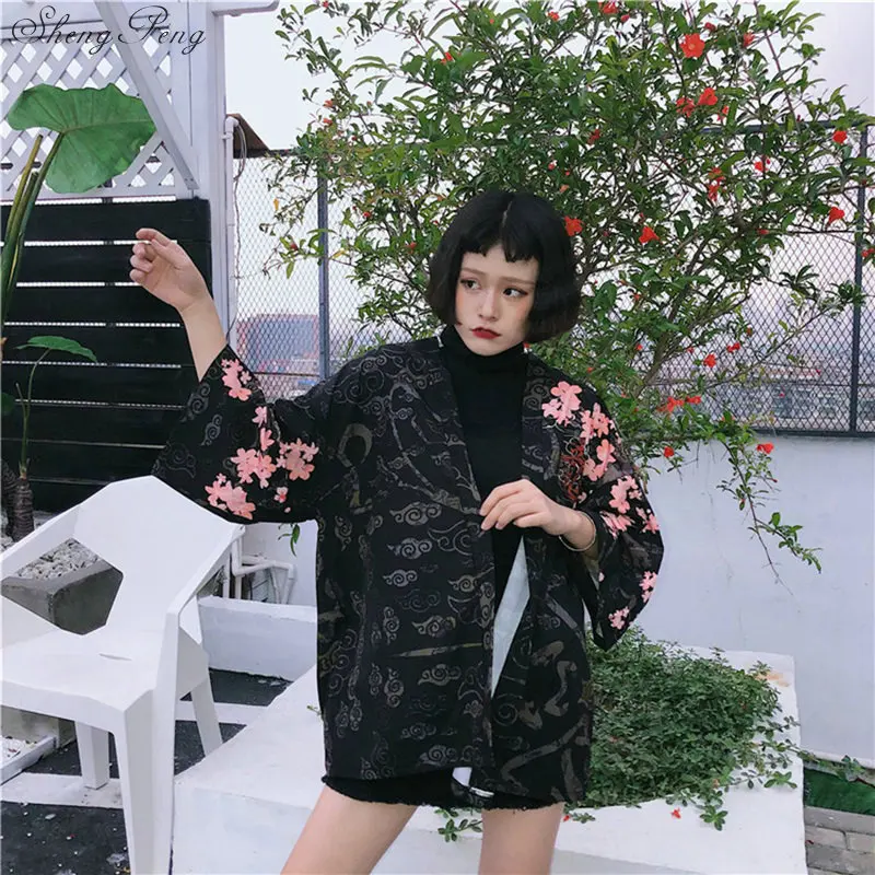 summer Harajuku Women Blouses Summer Vintage Kimono Kawaii Cardigan Sun Protection Shirts Cover Up Sunscreen Blouse Q144