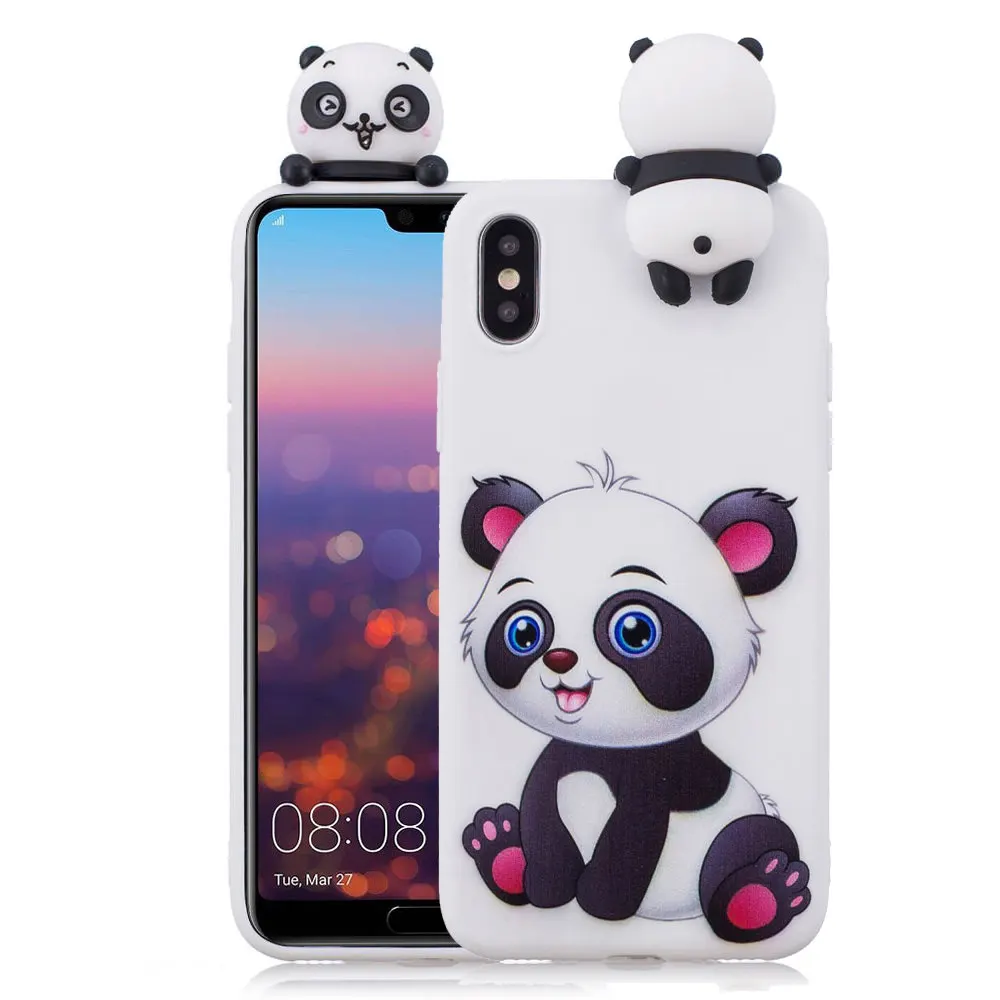 

For iPhone Xr Case X Xs Max Cute 3D Cartoon Cover For iPhone 7 8 6s 6 Plus 5 5S SE Lovely Unicorn Panda Silicone Soft TPU Bumper