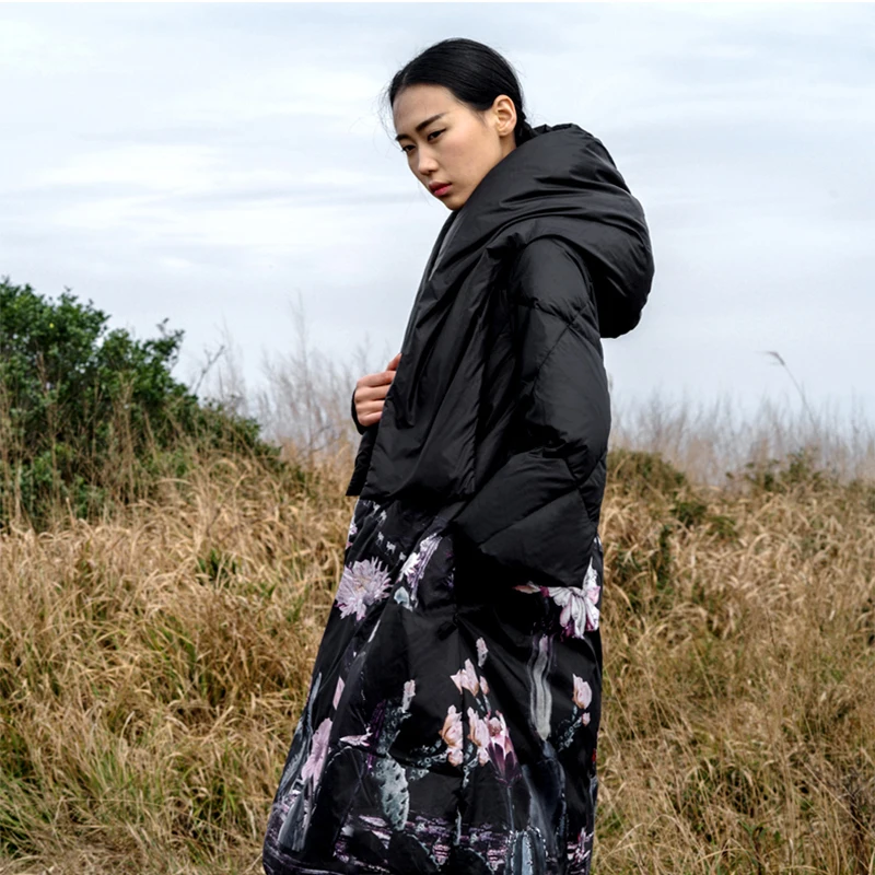 Koop Winter Jassen Vrouwen 90% Witte Eendendons Print kleurrijke Parka met Capuchon Jassen Lange Down Warm Casual Sneeuw Uitloper