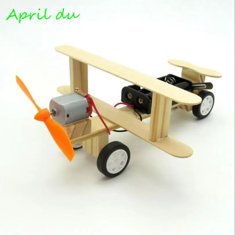 

April Du DIY Wind Power Glide Plane Model Kit Wood Kids Physical Science Experiments Toy Preschool Educational