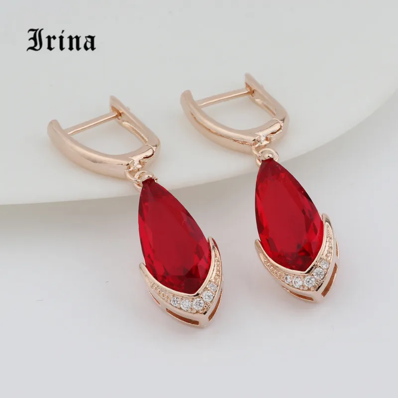 Irina новые модные серьги капли воды 7 цветов Висячие ювелирные изделия 585 розовое золото серьги для женщин привлекательные, Висячие - Окраска металла: Bright red