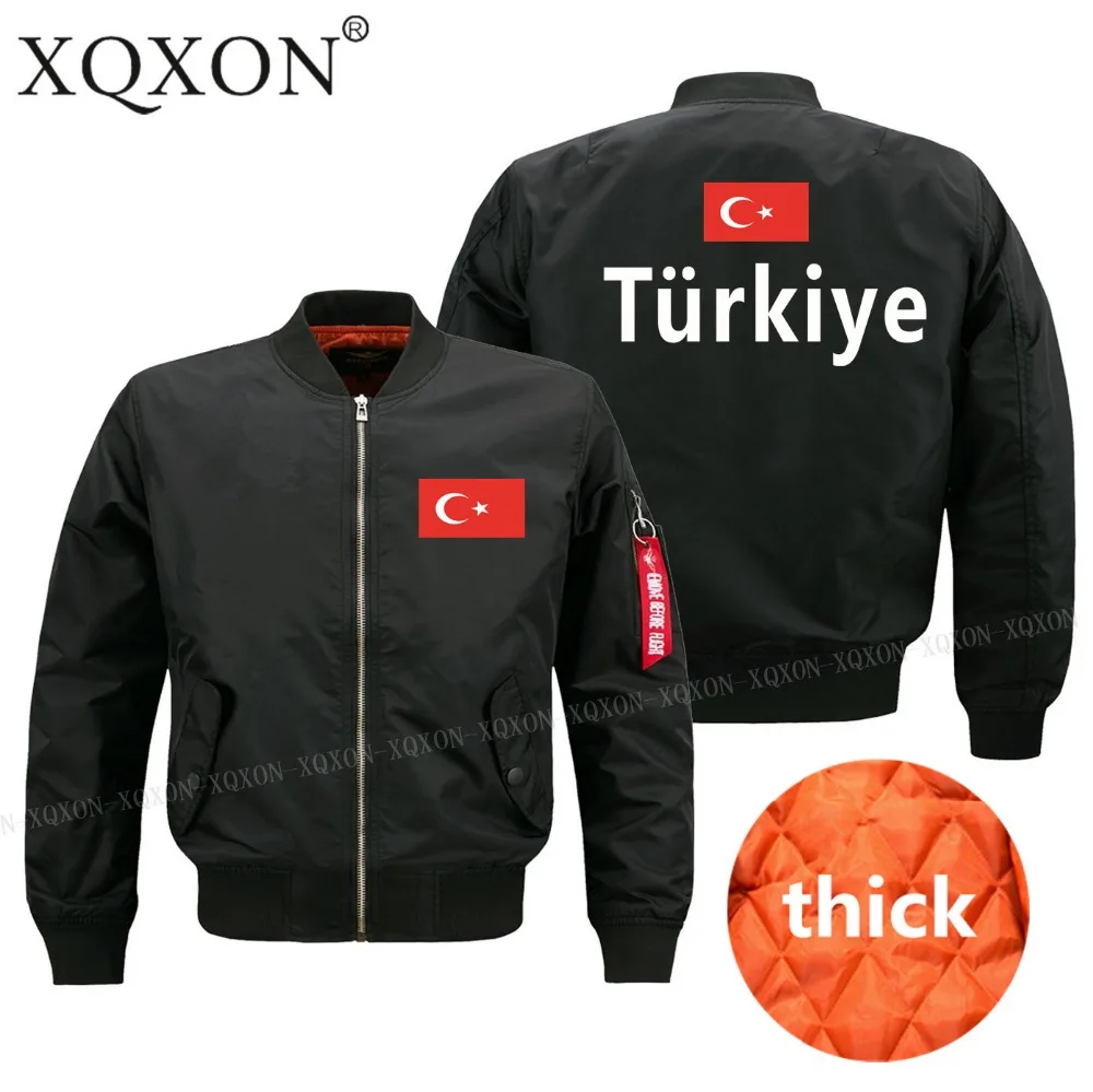 XQXON- человек военный стиль курточка бомбер Высокое качество флаг Турции дизайн Baseballer Пилот мужские куртки пальто J326