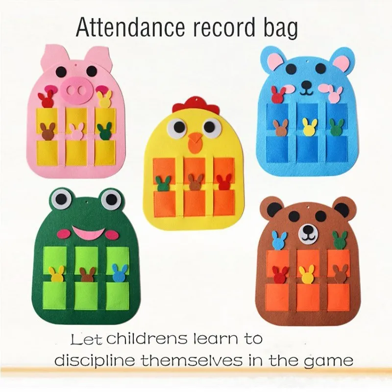 

Felt Animals Owls Elf DIY Craft Kit for Kindergarten Morning Check-in Sign Board Attendance Record Teaching Felt Toys home Decor