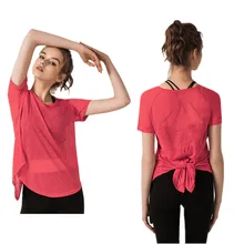 Женские футболки с открытой спиной для йоги, фитнеса, спорта, тренировок, спортзала, топы для женщин, спортзала, Спортивная футболка для фитнеса, йоги, верхняя одежда