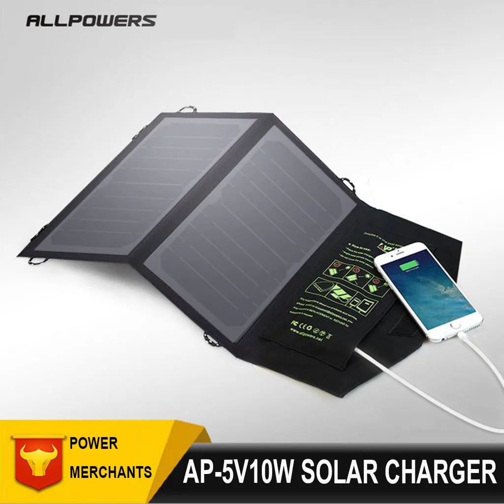 

2019 New ALLPOWERS 10W Portable Highly Efficient Foldable and Waterproof Solar Panel Fast Smart Charge Technology