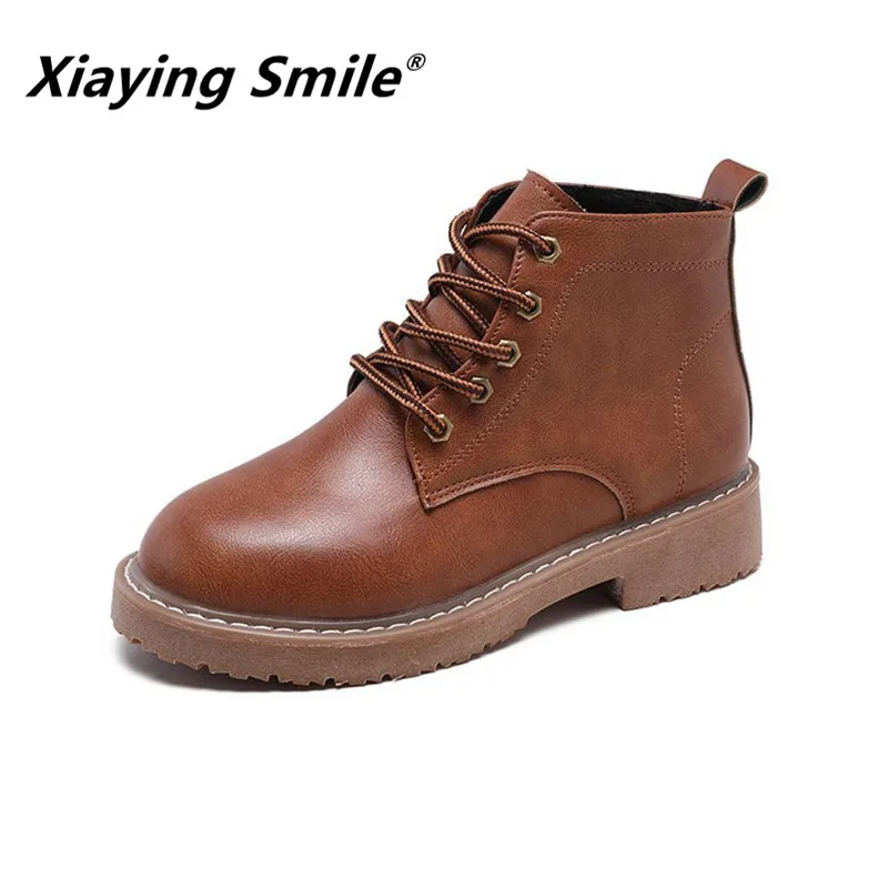 Comprar Xiaying Smile botas de tobillo de las mujeres de la nueva moda de Inglaterra zapatos casuales zapatos de costura populares de la suela antideslizante de las mujeres