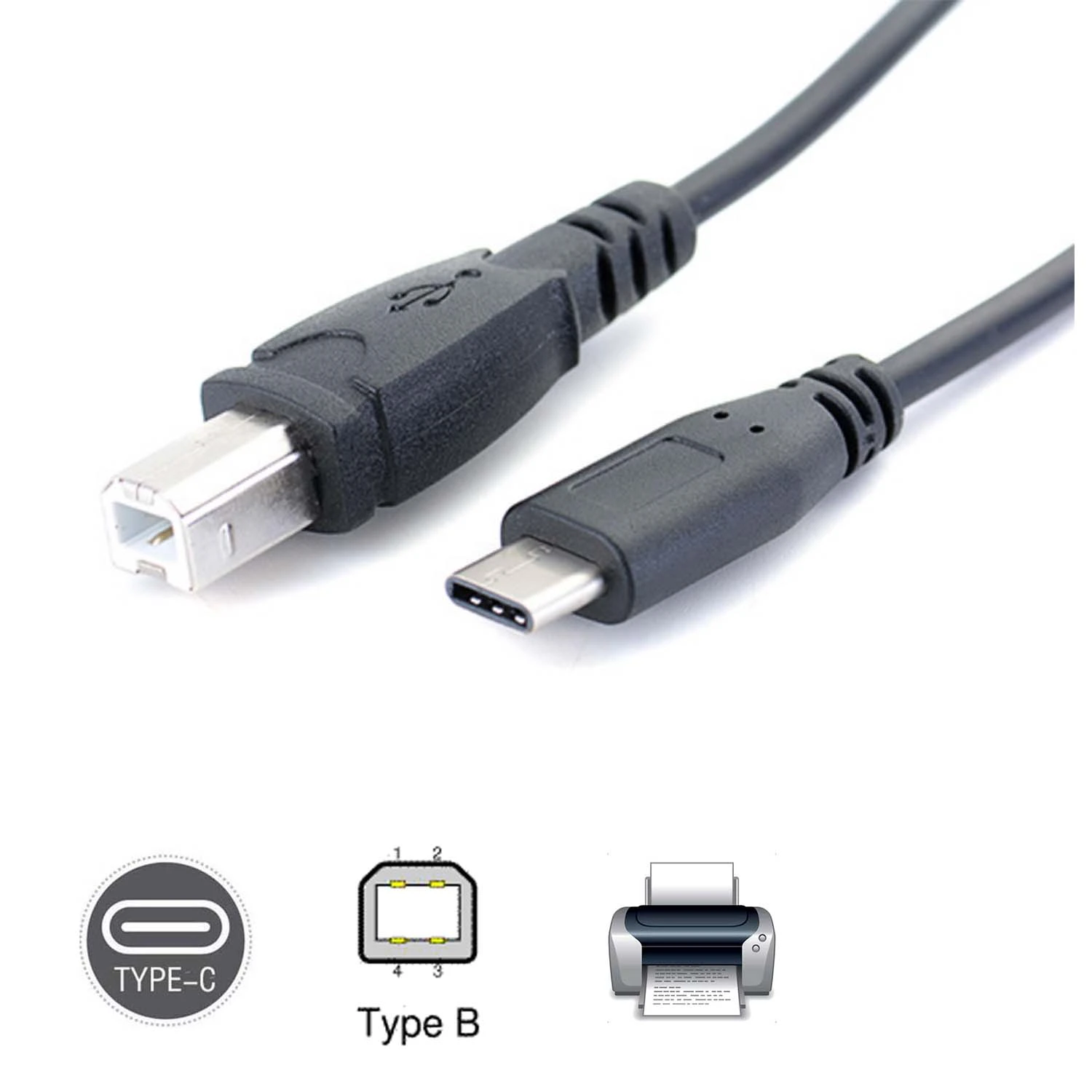 USB C usb 3.1 type cオス usb 2.0 bオスデータケーブルコード電話タブレットpcラップトッププリンター|データケーブル|  AliExpress