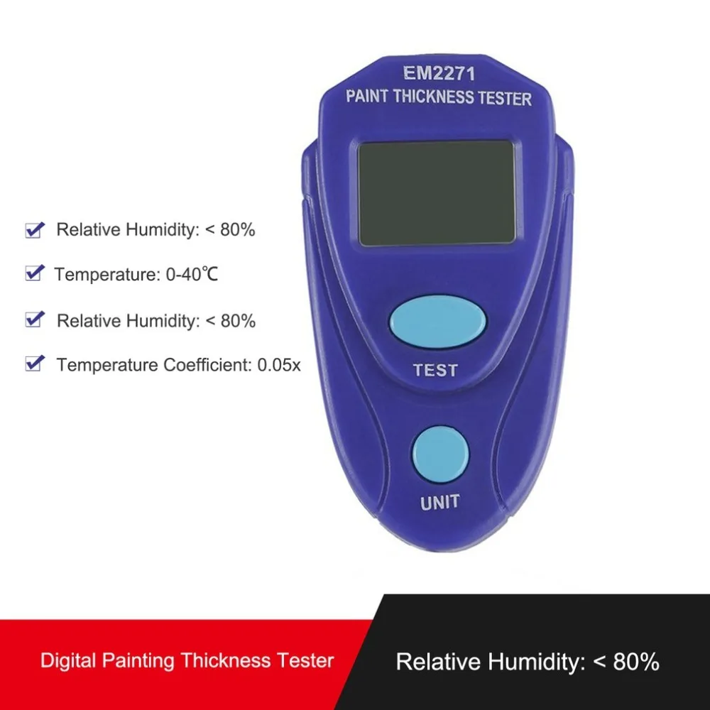 EM2271 мини покрытия цифровой живописи Толщина метр тестер Мини ЖК-дисплей автомобильной удержания данных покрытия автомобиля Толщина датчик