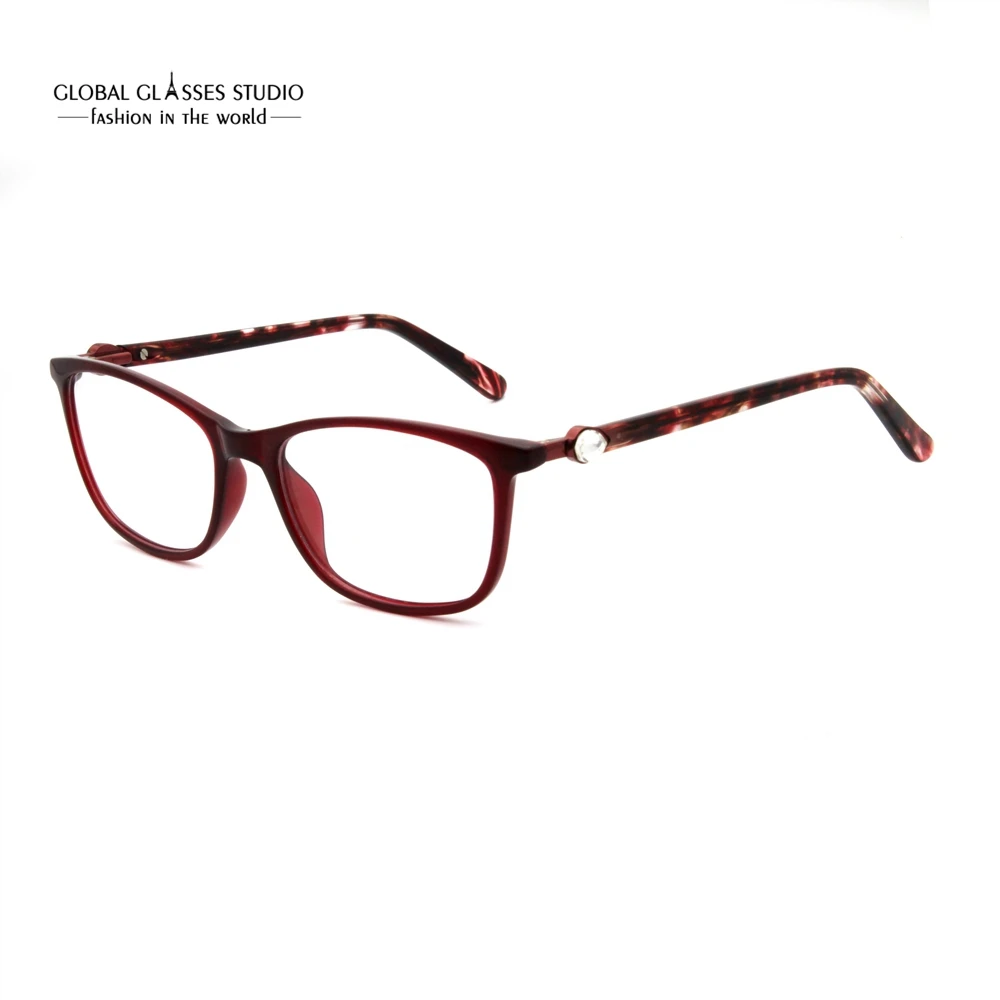 New Women Wine Color Acetate Eyeglasses Optical Frame Glasses Eyewear
