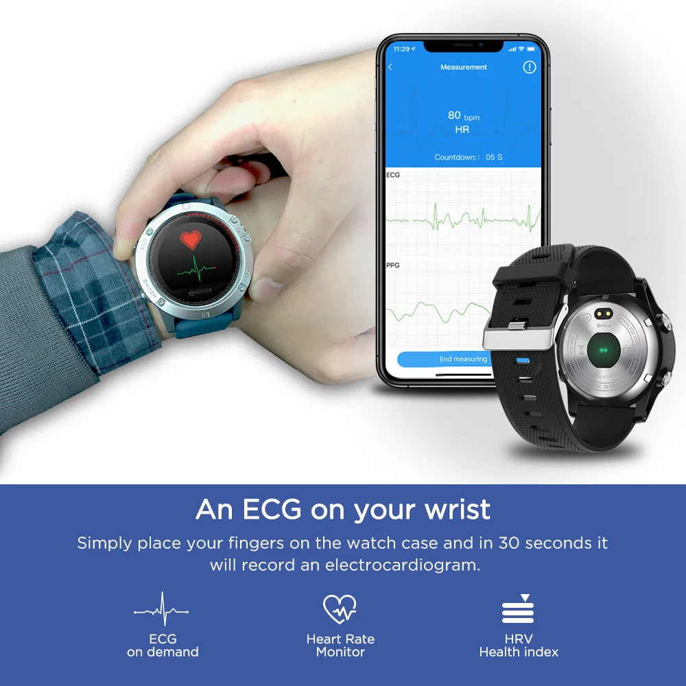 Zeblaze فيبي 3 ECG الفورية ECG على الطلب اللون عرض القلب معدل IP67 للماء متعددة وسائط الرياضية جهاز تعقب للياقة البدنية ساعة ذكية