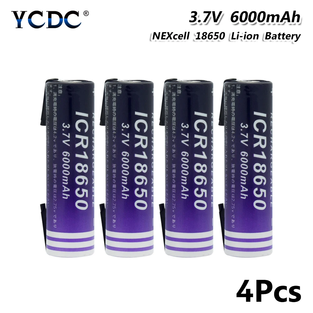 1/2/4 шт. долговечная 3,7 V 6000mAh 18650 литий-ионный аккумулятор для батареи с 2 Diy кабель для ноутбука антенна модель Фонарь налобный фонарь