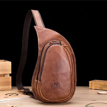 

Luxury 2019 New Spring and Summer Natural Crazy Horse Leather Men Chest Bag Durable Quality Genuine Leather Bag