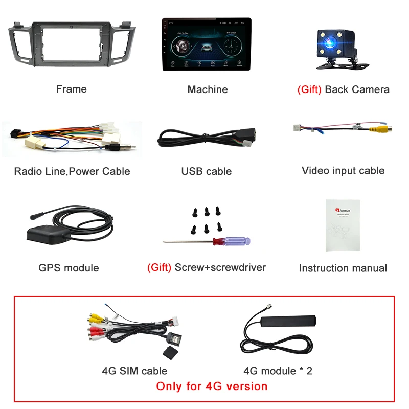 Cheap Junsun V1 2G+32G Android 8.1 4G Car Radio Multimedia Video Audio Player WiFi Navigation GPS For Toyota RAV4 4 2013-2018 2 Din 5