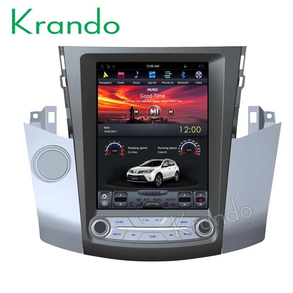 Perfect Krando Android 8.1 10.4" Vertical big screen car audio radio gps navigation for Toyota RAV4 2006-2012 entertainment dvd player 0